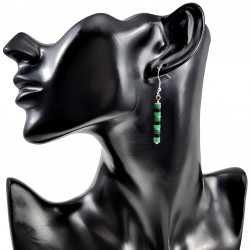 Oorhangers Dames - Natuurstenen Groen - Zwart - RVS - Lange Oorbellen
