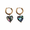 ∅15mm Oorringen Dames - Natuurlijke Multicolor Abalone Schelp - Verguld RVS - Oorbellen met Hart Hanger