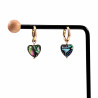 ∅15mm Oorringen Dames - Natuurlijke Multicolor Abalone Schelp - Verguld RVS - Oorbellen met Hart Hanger