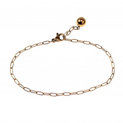 14K Verguld RVS Paperclip Schakelsarmband met Bol Hanger Verstelbaar