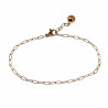 14K Verguld RVS Paperclip Schakelsarmband met Bol Hanger Verstelbaar