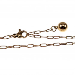 14K Verguld RVS Paperclip Schakelsarmband met Bol Hanger Verstelbaar