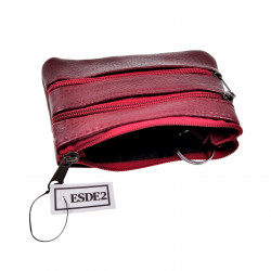 Sleuteletui Portemonnee Dames - Bordeauxrood Leren - Autosleutel Etui Unisex - Sleuteltasje Heren