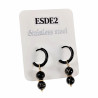 ∅14mm Oorbellen met Agaatkralen Hanger Dames - Zwarte PVD Coating RVS