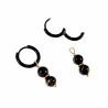 ∅14mm Oorbellen met Agaatkralen Hanger Dames - Zwarte PVD Coating RVS
