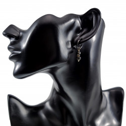 ∅14mm Oorbellen met Agaatkralen Hanger Dames - Zwarte PVD Coating RVS