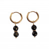 ∅14mm Oorbellen met Agaatkralen Hanger Dames - Verguld RVS Oorringen