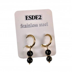 ∅14mm Oorbellen met Agaatkralen Hanger Dames - Verguld RVS Oorringen