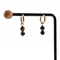∅14mm Oorbellen met Agaatkralen Hanger Dames - Verguld RVS Oorringen