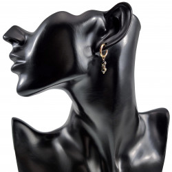 ∅14mm Oorbellen met Agaatkralen Hanger Dames - Verguld RVS Oorringen