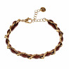 19cm - 23cm x 7,5mm Cubaanse Armband met Bruin Leer Dames Verguld RVS