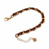 19cm - 23cm x 7,5mm Cubaanse Armband met Bruin Leer Dames Verguld RVS
