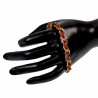 19cm - 23cm x 7,5mm Cubaanse Armband met Bruin Leer Dames Verguld RVS
