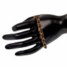 18cm tot 24cm x 6,5mm Cubaanse Armband Dames - Verguld RVS - Schakelsarmband met Donkerbruin Leer - Verstelbaar