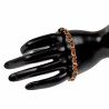 19cm - 23cm x 7,5mm Cubaanse Armband met Bruin Leer Verguld RVS Dames