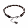18,5cm tot 23,5cm x 7mm Cubaanse Armband met Bruin Leer RVS Zilverkleur