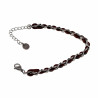 18,5cm tot 23,5cm x 7mm Cubaanse Armband met Bruin Leer RVS Zilverkleur