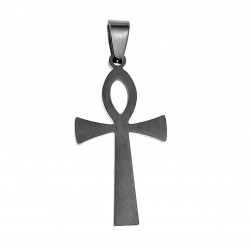 Jasseron-ketting + Ankh-Kruis Hanger Unisex Geborsteld RVS