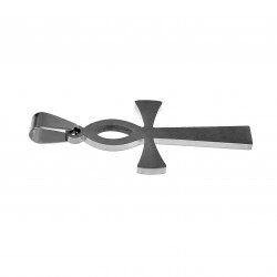 Jasseron-ketting + Ankh-Kruis Hanger Unisex Geborsteld RVS