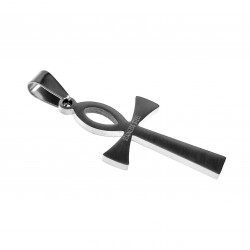 Jasseron-ketting + Ankh-Kruis Hanger Unisex Geborsteld RVS
