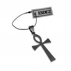 Jasseron-ketting + Ankh-Kruis Hanger Unisex Geborsteld RVS