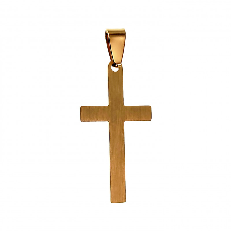 47cm x 20mm Kruis Hanger Unisex - Verguld Geborsteld RVS - Kruishanger 47cm x 20mm Kruis Hanger Unisex - Verguld Geborsteld RVS - Kruishanger