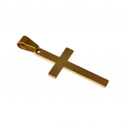 47cm x 20mm Kruis Hanger Unisex - Verguld Geborsteld RVS - Kruishanger