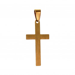 60cm Jasseron Ketting + 47cm Kruis Hanger Unisex Verguld Geborsteld RVS