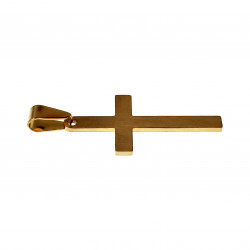 60cm Jasseron Ketting + 47cm Kruis Hanger Unisex Verguld Geborsteld RVS