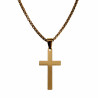 60cm Jasseron Ketting + 47cm Kruis Hanger Unisex Verguld Geborsteld RVS