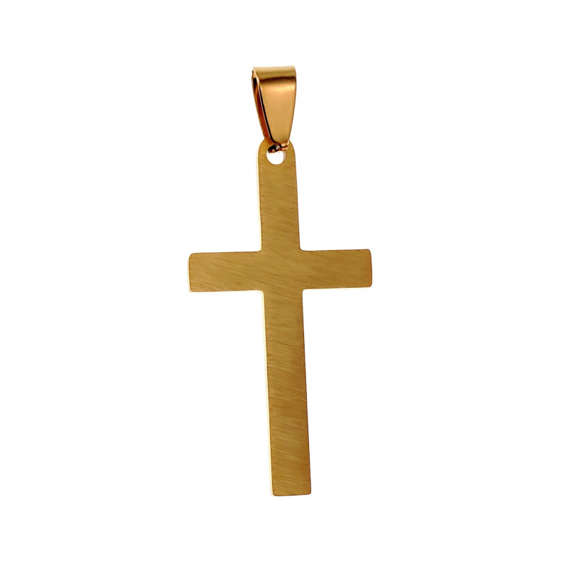 35cm x 18mm Kruis Hanger Unisex - Verguld Geborsteld RVS - Kruishanger 35cm x 18mm Kruis Hanger Unisex - Verguld Geborsteld RVS - Kruishanger
