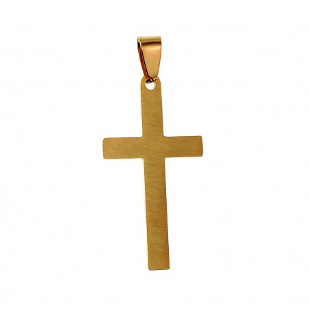 35cm x 18mm Kruis Hanger Unisex - Verguld Geborsteld RVS - Kruishanger