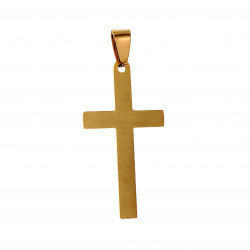 60cm Jasseron Ketting + 35cm Kruis Hanger Unisex Verguld Geborsteld RVS