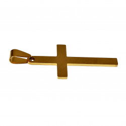 60cm Jasseron Ketting + 35cm Kruis Hanger Unisex Verguld Geborsteld RVS