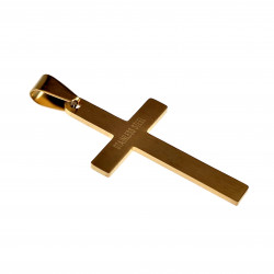 60cm Jasseron Ketting + 35cm Kruis Hanger Unisex Verguld Geborsteld RVS