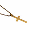 60cm Jasseron Ketting + 35cm Kruis Hanger Unisex Verguld Geborsteld RVS