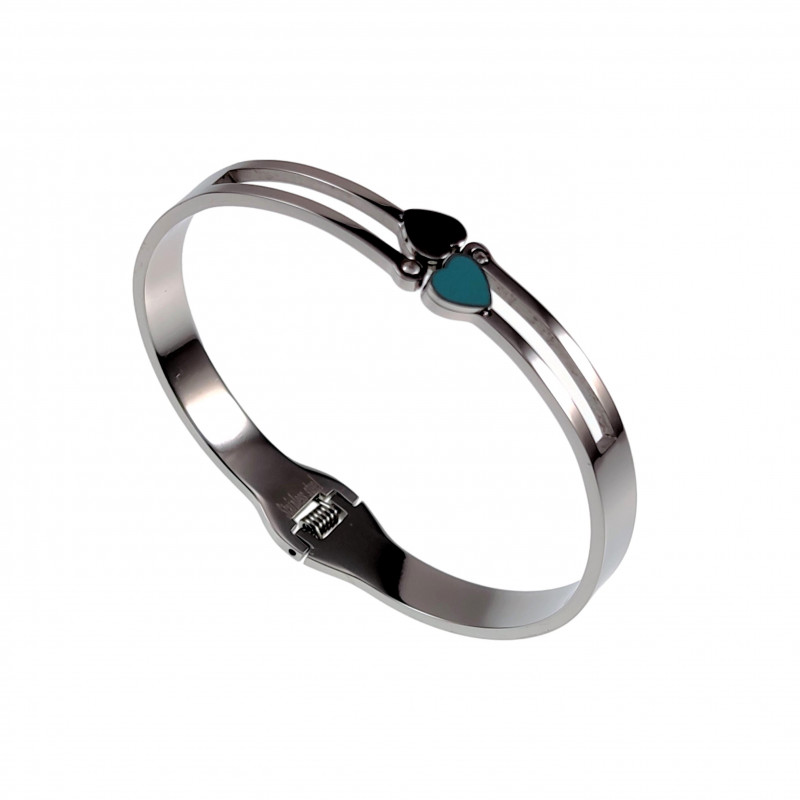 Bangle Dames - RVS - Stijve Armband met Hart en Zirkonias Bangle Dames - RVS - Stijve Armband met Hart en Zirkonias
