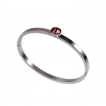 Bangle Dames - RVS - Stijve Armband met Roze Zirkonia