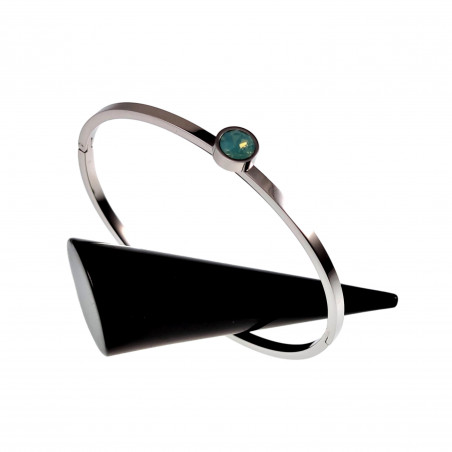 Bangle Dames - Smalle - RVS - Stijve Armband met Turquoise Zirkonia