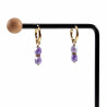 ∅14mm Oorbellen Dames - Verguld RVS - Oorringen met Lila Glaskralen Hanger