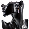 ∅14mm Oorbellen Dames - Verguld RVS - Oorringen met Lila Glaskralen