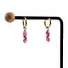 ∅14mm Oorbellen Dames - Verguld RVS - Oorringen met Roze Glaskralen