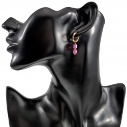 ∅14mm Oorbellen Dames - Verguld RVS - Oorringen met Roze Glaskralen