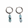 ∅14mm Oorbellen Dames - Gepolist RVS - Oorringen met Lichtblauwe Glaskralen Hanger