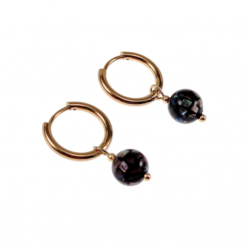 ∅16mm Oorringen Dames Verguld RVS Oorbellen met Abalone Schelp Hanger ∅16mm Oorringen Dames Verguld RVS Oorbellen met Abalone Schelp Hanger