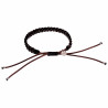 Handgemaakt Macramé Armband Unisex Gewaxt Leer Donkerbruin-Zwart - RVS