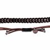 Handgemaakt Macramé Armband Unisex Gewaxt Leer Donkerbruin-Zwart - RVS