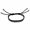 Macramé Armband Unisex - Gewaxt Leerdraad Navi Blauw-Zwart - RVS