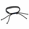 Macramé Armband Unisex - Gewaxt Leerdraad Navi Blauw-Zwart - RVS