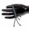 Macramé Armband Unisex - Gewaxt Leerdraad Navi Blauw-Zwart - RVS